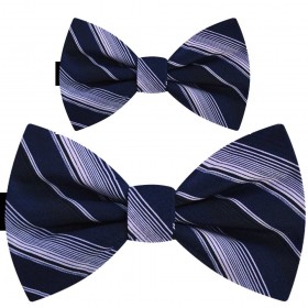 Set papioane tată fiu, bleumarin cu dungi lila